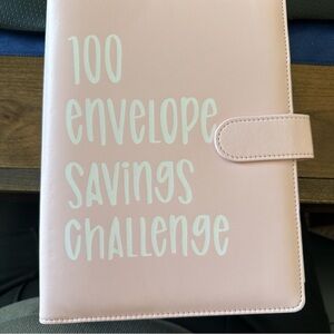 100 Envelope Savings Challenge Pink Faux Leather Organizer